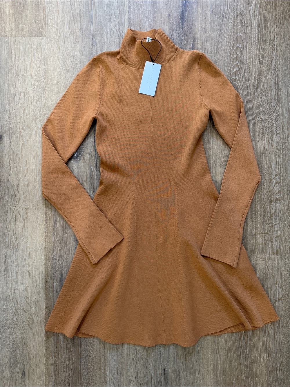 Equipment Rust Orange Long-Sleeve Fit-and-Flare Dress | Small